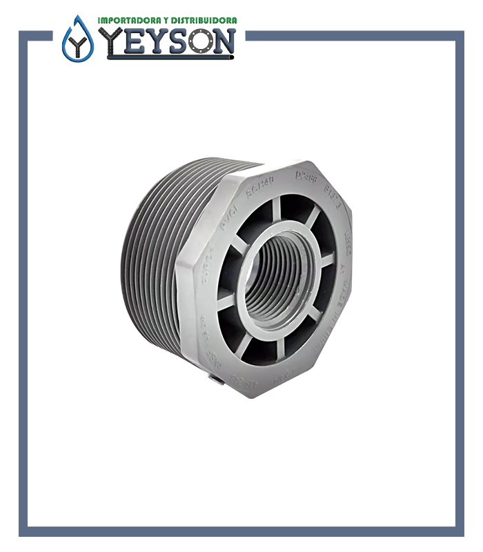 Reducción bushing PVC SCH-80 roscada Lesso